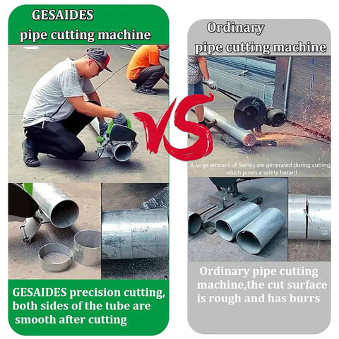 Comparison of Fully Automatic Electric Pipe Cutting Machine Precision Pipeline Saw cuts smooth versus ordinary pipe cutting machine cuts rough.