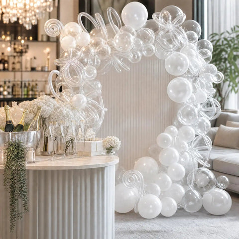 Premium 110 Pcs Balloon Arch Clips Kit With Super Strong Spring Clamps For Weddings Parties Festivals And Banquet Scene Decorations That Look Lit And Durable, clear balloon arch setup indoors