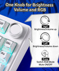Badass Wireless Mechanical Gaming Keyboard With Dope Creamy Switches And Smooth Volume Knobs Features Tri Mode Bluetooth And Usb C Wired Connect For Gamer Desk Setup showing volume and RGB control knob.