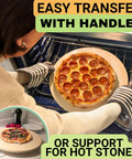Ultimate 16 Inch Pizza Stone Set With Handles For Oven Or Grill Cordierite Round Stone Plus Wood Pizza Peel And Cutter