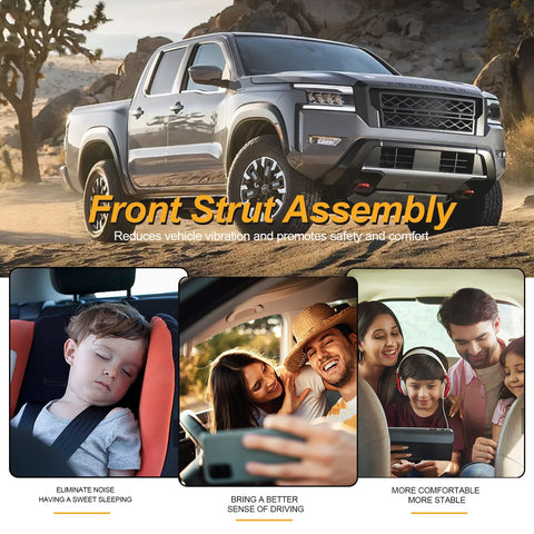 Cadillac Escalade ESV And Chevy Suburban Tahoe Silverado GMC Yukon Front Strut Pair With Magnetic Fit Replacement Shock Absorber Assembly Replaces 84977478 84176631 Heavy Duty Smooth Ride Easy Install with truck and family images