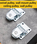 Six Pack 1-3 Eighths Inch Groove Cable Pulley Wheel Kit for wall and ceiling mounts, heavy duty pulley block on gray surface