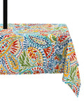 Outdoor Rectangle Tablecloth With Umbrella Hole And Zipper Water Repellent And Fade Resistant 60 By 84 Inch Paisley Multi view