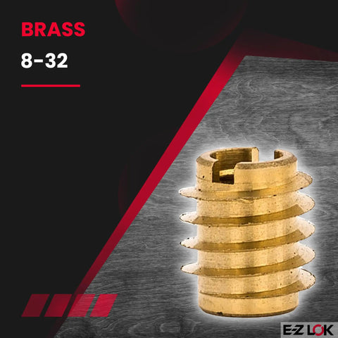 Knife Threaded Wood Inserts For Hard Wood Brass 8 32 Internal Threads 0.375 Inch Length Pack Of 25 product image