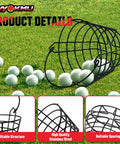Two Pack Golf Ball Basket With Handle, Portable Stainless Steel Buckets That Hold 50 Balls on grass with balls spilling out