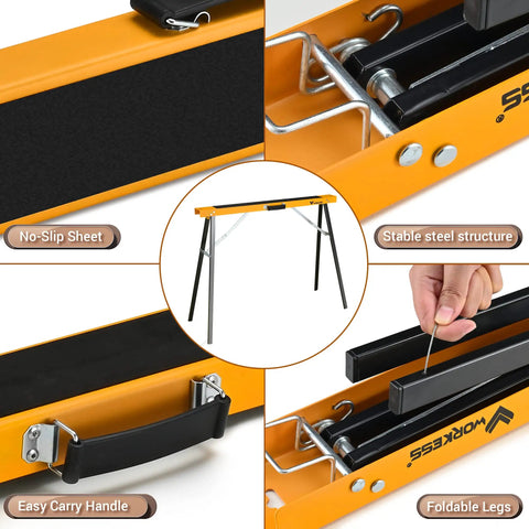 2 Pack Folding Saw Horses Heavy Duty Portable Work Stand That Feels Like A Real Shop Workhorse With 550 Lb Capacity details