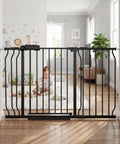 Extra Wide Indoor Baby Gate With Auto Close, Walk Through Pressure Mounted Safety Gate For Doorways And Stairs in living room
