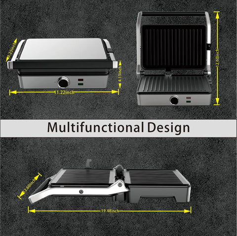 Mubenlife Multi Use Electric Panini Press And Contact Sandwich Grill for crispy golden toasts with adjustable top and compact design.