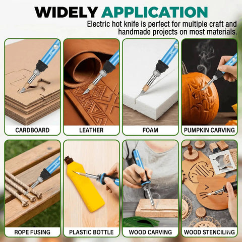 Awesome Acrylics Acrsikr Hot Knife Foam Cutter With Adjustable Temp Control used for carving foam, leather, and wood in various crafts.