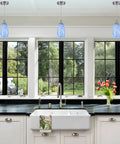 Three Pack Handblown Blue Marble Art Glass Pendant Lights For Dining Room Kitchen Foyer And Hallway Modern Fixture With Soft Ambient Glow Ideal For Home Decor above sink