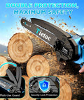 Cordless 6 Inch Mini Chainsaw With 880W Motor And Automatic Oiler Electric Handheld Chainsaw For Fast Cutting in use on logs