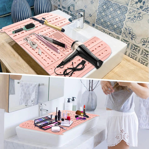 Foldable Silicone Sink Cover Is A Total Gamechanger For Keeping Your Bathroom Counter Crisp As It Acts Like A Waterproof Makeup Organizer That Shuts Down Water Spills And Secures Your Daily Beauty Gear From Moisture Damage At Home