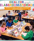Students using Six Pack Stackable Classroom Caddies With Handles, 3 Compartments, Clear Plastic Storage Bins With 42 Labels