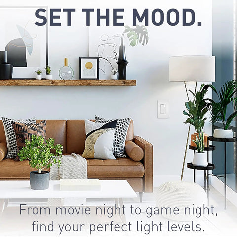 Modern living room with Radiant 0 To 10V Preset Decorator Rocker Dimmer Switch for Fluorescent Fixtures on wall