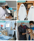 Unisex Lab Coat With Long Sleeves White Medical Coat For Work And Cosplay 3 Pockets Size XL in laboratory, hospital, and cosplay settings.