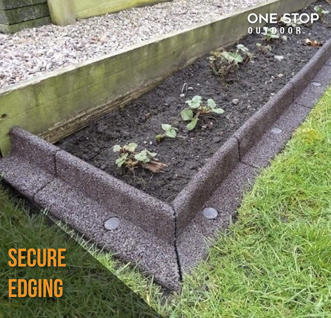 Heavy Duty 12 Inch Round Metal Stakes For Landscape And Paver Edging securing garden border on grassy yard