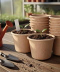 30 Pack 5 Inch Biodegradable Seed Starter Pots With Drainage Holes And Plant Tags for germination and garden projects on table