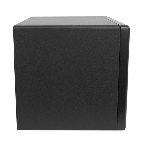 Side view of Eight Inch S8 Four Generation Four Powered Studio Subwoofer With A 109 Watt Class D Amp Delivers Bass To 30Hz Max SPL 112 dB