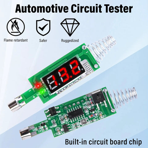 5-90V DC Automotive Test Light With LED Voltmeter Real Time Digital Voltage Display For Quick Auto Electrical Checks Killer Readouts Day Or Night Diagnostics, green circuit board with spring probe