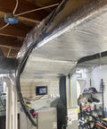 Badass Self Adhesive Aluminum Foil Insulation Roll With Heavy Duty Thermal Soundproof Foam installed on basement ductwork.