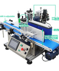 Lay Off The Manual Grind With This Automatic Round Bottle Labeling Machine Featuring A HighSpeed QuickPrint Encoder And Smooth Conveyor for adjusting width.