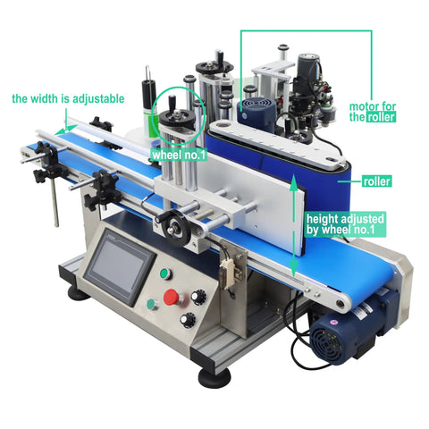 Lay Off The Manual Grind With This Automatic Round Bottle Labeling Machine Featuring A HighSpeed QuickPrint Encoder And Smooth Conveyor for adjusting width.