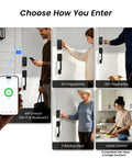 Sick Matte Black Wifi Smart Fingerprint Deadbolt Front Door Lock Built In Wifi Enables Hassle Free App Control and Security Checks without a Hub featuring multiple entry options.