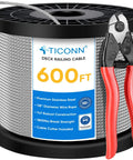 Premium Stainless Steel Deck Railing Cable Kit 600 Feet With Cutter for DIY deck or stair cabling projects, spool view