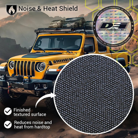 Boom Mat sound-deadening mat for Jeep Wrangler JL; black textured surface (close-up)