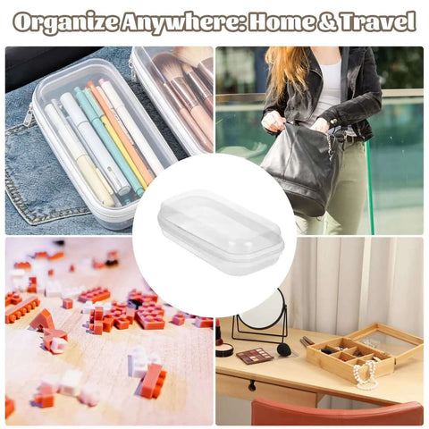 Six Pack Clear Hard Shell Zipper Cases Built Like A Tank With Solid Pet Plastic Keeps Tech And Cards Smash Free Stackable Measures Seven Point Nine By Four Point Seven By Two Inches Ultimate Setup in clear storage.