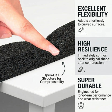 Window AC Seal Kit 1 By 1 Inch Neoprene Foam Tape Weather Stripping flexibility demonstration on table