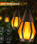 Outdoor Solar String Lights 33Ft With 15 Realistic Flickering Flame Bulbs Waterproof Warm White in rain and wind
