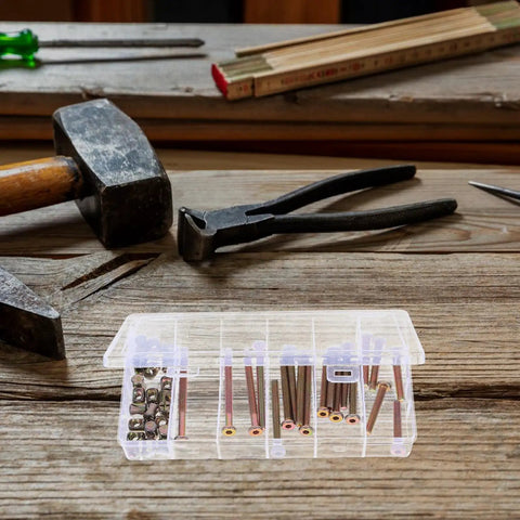 49 Piece M6 x 40 to 80 Mm Hex Socket Screws And Barrel Nuts Kit With Grab And Go Compact Storage Box in workshop setting.