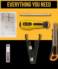 All-In-One 15-In-1 Network Tool Kit For Ethernet Cabling with crimp tool, punch down tool, connectors, and knife in lightweight case