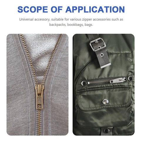Heavy Duty Metal Zipper Pull Tabs For Backpack Repair Silver Replacement Sliders on zipper of jacket and bag for upgrades.