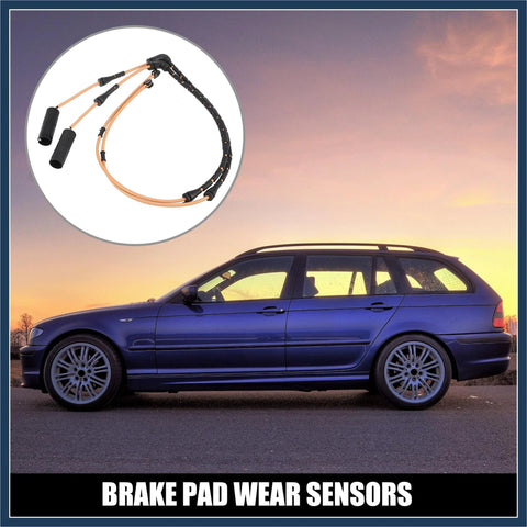 Brake pad wear sensor set, INFINAUTO 2 pcs for Land Rover Range Rover, orange cables with black connectors, front view