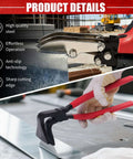 Sheet Metal Tools Set For DIY And Home Projects with 10.5-inch five-blade crimper and hand seamers in use on metal sheet.