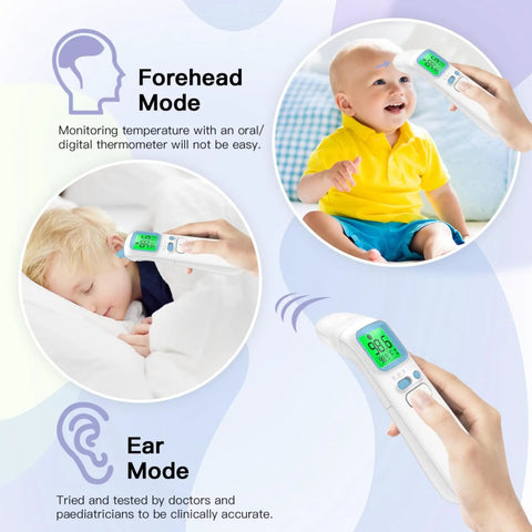 Fast and Accurate Ear and Forehead Thermometer for Adults, Kids and Babies in 1 Second, Clinically Reliable Fever Readings, Noncontact and Ear Modes, One Tap Quick Check for the Fam, Easy Use for Busy Home Health on baby and child