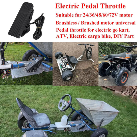 Universal 24V to 72V Electric Gas Pedal Throttle for Scooters, Go Karts, Golf Carts and MY1020 Motors, 3Pin Foot Pedal With Non Slip Surface, Smooth Gradual Acceleration for Daily Driving Fun Racing and Weekend Rides