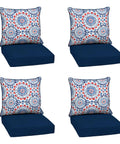 Outdoor Deep Seat Cushion Set 4 Pack 24 By 24 Inches Weatherproof and Fade Resistant Patio Cushions in Clark Blue, front view