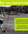 Golfer using Launch Master Golf Swing Trainer Bundle With Net Practice Mat And Launch Monitor For Indoor Golf Setup Real Time Swing Metrics Speed Club Path And Shot Feedback on course, swing trajectory visualized