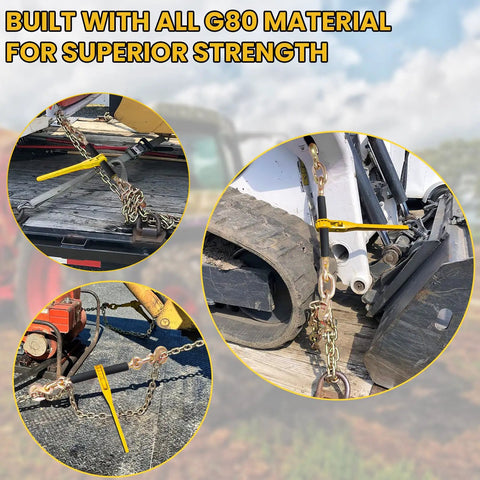 Heavy Duty Ratchet Chain Binder With Clevis Hook 1/4 Or 5/16 Inch Grade 80 Steel Tie Down Built Tough For Trucking Jobs And Keep Your Load Locked Down Tight Up To 2200 Lbs Wll