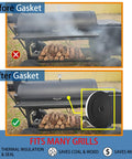 YuanYue smoker gasket seal for grill, black felt, 1/2 x 1/8 in, 20 ft, self-adhesive, shown installed on grill door