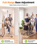 2-in-1 Electric Patient Lift For Seniors With 420 Lbs Capacity Dual Stand Assist And Full Body Suspension Mobility Aid, showing full-range base adjustment.
