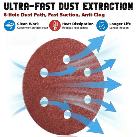 9 Inch 6 Hole Aluminum Oxide Sanding Discs 80 Grit Hook And Loop Sandpaper Pads 15 Pieces Durable Discs For Drywall Wood Metal