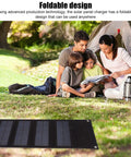 Family camping with 40W Foldable Solar Panel Charger With USB Output For Laptop On The Go Portable Solar Power For Outdoor.