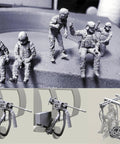 1/35 Scale US Commando Resin Figure Kit With Seven Soldiers, Two Machine Guns And Rope, Unpainted And Unassembled Military Diorama Parts