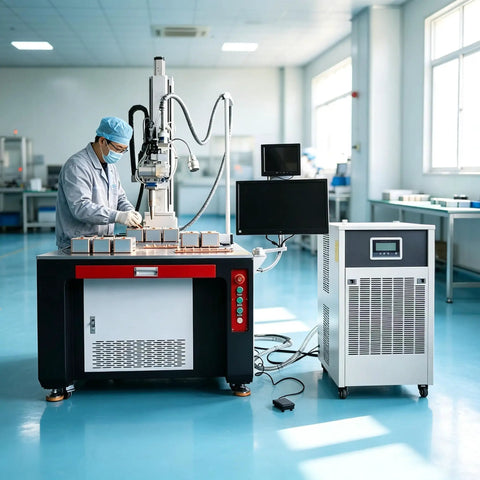 Heavy Duty Handheld Welder Machine With Digital Control And Auto Wire Feeder Badass Portable Welding Rig in use at factory.