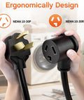 Heavy Duty 10 Foot 3 Prong Dryer Extension Cord With 30 Amp 10 Gauge Copper Wire And Nema 10 30 Connectors built tough, showing NEMA 10-30P and NEMA 10-30R plugs.