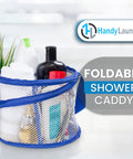 Foldable Shower Caddy Portable Organizer With Drainage Hole And Carry Handle Large Compartments Perfect For Camp Travel Gym And Dorm Use Blue Durable Collapsible Lightweight Travel Friendly Dope Organizer
